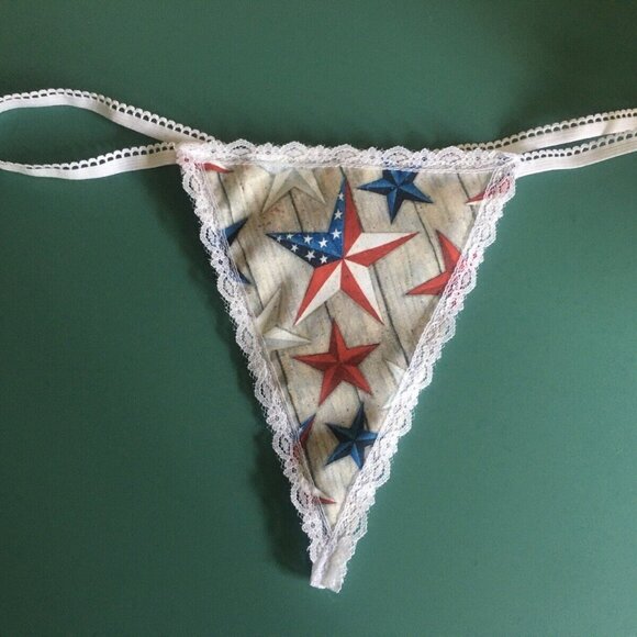 Womens USA American Flag STAR Patriotic 4th of July String Thong Underwear - Picture 1 of 1